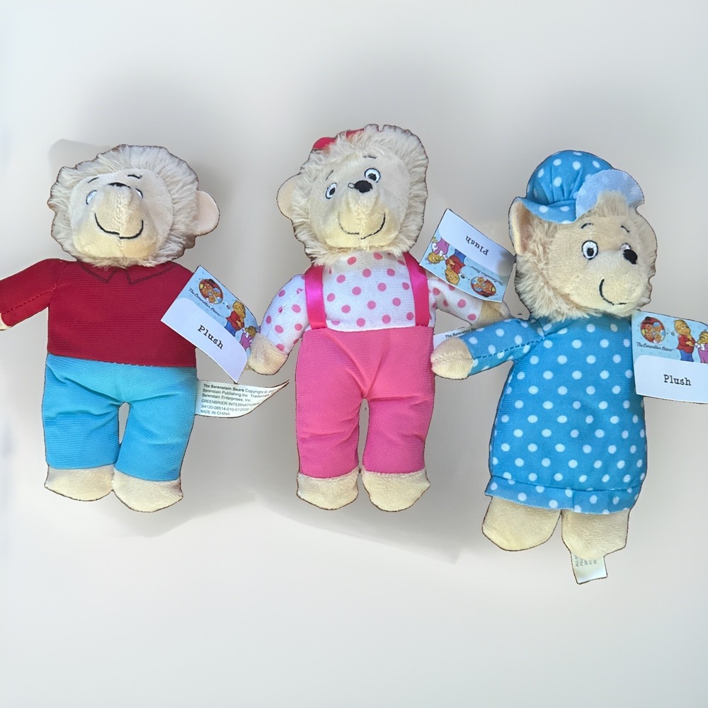 Berenstain Bears Family 8" Plush Dolls Mama, Sister, Brother Bear PBS Kids New